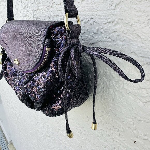 Authentic JUICY COUTURE Mini Traveler Crossbody Bag Sequin Purple (MRSP $65) - Picture 6 of 14